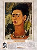 AZSTEEL Notable Women Artists - Frida Kahlo - Self-Portrait with Monkey by Frida Kahlo Poster No Frame Board for Office Decor, Best Gift for Family and Your Friends 11.7 * 16.5 I