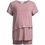 Herzmutter Stillpyjama Kurz - Umstandspyjama mit Muster - Still Schlafanzug Sommer - Pyjama-Set für Schwangere - Wochenbett - Schwangerschaft-Stillzeit-Stillfunktion - 2650 (XXL, Rosa/Tupfen)