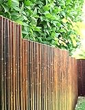 DE-COmmerce Robuster Bambus Holz Sicht Schutz Zaun ATY NIGRA hochwertiger Windschutz Terrasse, Balkon, Garten Bambusrohr Zaun mit geschlossenen Rohren (HxB) 120 cm x 250