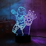 The Avengers Marvel Comics Fliege Iron Man 3D LED Nachtlicht Schreibtischlampe Multicolor RGB Wohnkultur Weihnachten Kinder Geschenk Cartoon Spielzeug Mischfarbe Touch One 7 Farbe Usb Wiederaufladb