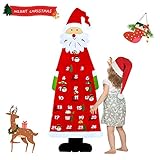 KATELUO Filz-Adventskalender Santa, Weihnachtsmann Adventskalender mit 24 Taschen, Adventskalender, Filz Nikolaus Adventskalender für Indoor Wanddekorationen, Home Deco,Weihnachtsschmuck (Rot)