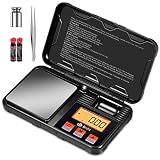 Brifit Feinwaage 0.01g, 200g /0,01g Digitalwaage, Taschenwaage, Goldwaage, Münzwaage, Präzisionswaagen mit Tara Funktion, Schmuckwaage mit 50g Kalibriergewichte und Pinzetten, LCD-Anzeig