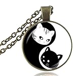 Yin-Yang-Katzen-Halskette, Kätzchen-Anhänger, schwarz-weiß, acht Diagramme, magisches Muster, Tai Chi-Schmuck