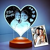 Sentidos Fotogeschenk Valentinstag Geschenke für Wiehnachten Personalisierbar mit Gravur Personalisierbar mit eigenem Foto und Text in 3D Bilder Led Motiv Lampe gravieren (herzform)