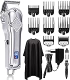 Haarschneidemaschine Profi, Haarschneider Herren Haartrimmer Barttrimmer Set, Super Batterie Schnurlos Professionelles Bartschneider Haarschneide-Kit, LED-Anzeige, Silb