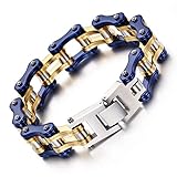 HFDDF Minimalist Titan Stahl Armband, Radfahren Armband Trend Gold Blau Verdickung Fahrradkette Titan Stahl Armband Schmuck, Wasserdicht 22Cm Für Männer D