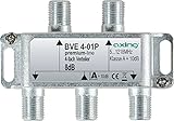 Axing BVE 4-01P 4-fach Verteiler Kabelfernsehen CATV Multimedia DVB-T2 Klasse A+, 10dB, 5-1218 MH