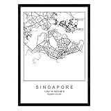 Druck Singapur Stadtplan nordischer Stil schwarz und weiß. Plakat A4 bedruckte Papier Keine 250 gr. Gemälde, Drucke und Poster für Wohnzimmer und S