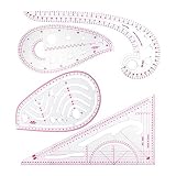 Naliovker Nählineal Set (4 Stück) - Metrisches Lineal Set Französisches Kurven Muster Grading Lineal Schneiderei Zeichnen Zeichnen Maßvorlage Werkzeuge 4 Stil Für Desig