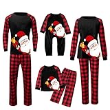 Weihnachtspyjama Familie Set Weihnachtsschlafanzüge Familie: aus Baumwolle Lang Christmas Pyjamas Damen Herren Kinder Baby Weihnachts Schlafanzüge Gedruckt Nachtwäsche Zweiteilig