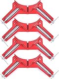 4 Stück Winkelspanner, Eckklemmen für Holzbearbeitung, 90 Grad Rechtwinklige Klemme für Holzschweißen Jig Bilderrahmen, Verstellbar DIY Hand Tischler Werkzeug Gehrung Eckk