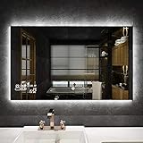 byecold Badspiegel mit LED Beleuchtung Wandspiegel Badezimmerspiegel Lichtspiegel Spiegel Touchschalter Smart WiFi Antibeschlag Wetter Datum Temperatur Luftfeuchtigkeit-Horizontal 100x 60CM