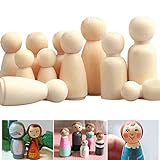 Camelize Holzfiguren Puppen,50 Stück Unvollendete Holz Familie Figuren,DIY natürliche Holzfiguren Hochzeit für Geburtstag Dekoration Bemalen B