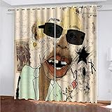 WEFDVBC Verdunkelungsvorhänge Für Wohnzimmer Charaktere Kreativität Brille 280×250Cm 2Er Set Gardinen Blickdichtthermovorhang Lichtdicht Für Wohnzimmer Schlafzimmer Kü