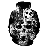 Cucsaist Unisex Kapuzenpullover Pullover Böses Wraith-Skelett Sweatshirt Mit 3D-Druckmuster Und Kängurutasche-6XL