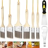 DUOUPA Holzgriff Lasurpinsel Set, Profi Malerpinsel Set Premium Flachpinsel Lackpinsel Set Wandfarbe Lasurpinsel Set zum Holz Streichen Fensterrahmenpinsel Hausmalp