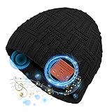 Apicey Unisex Bluetooth Beanie Mütze Upgraded V5.0 Strumpf Stuffers für Männer Frauen Teenager Mädchen Jungen mit Wireless Stereo Kopfhörer Winter Outdoor Sport Knit Musik Cap Schw