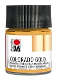 Marabu 12640005784 - Metallic Effektfarbe, Colorado Gold metallic gold 50 ml, auf Wasserbasis, lichtecht, wetterfest, schnell trocknend, zum Pinseln und Tupfen auf saugenden Untergrü