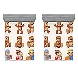 ABAKUHAUS Karikatur 2er-Satz Spannbetttuch, Teddybär Ki, Soft Dekorativer Stoff Bettwäsche Rund-um Elastischer Gummizug, 140 cm x 200 cm, Schok