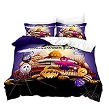 CCBAO 3D Digitaldruck Unheimlich Halloween Heimtextilien Bettwäsche 3-Teiliges Set Familie Schlafzimmer Hotel Bettbezug Kissenbezug AU Double(180x210cm) B