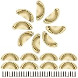 16 Stück Vintage-Muschelgriffe, Vintage-Stil Griffe aus Messing Griffe für Schränke Schubladen für Möbel Halbmondsichel Knopf aus Metall mit Schraub