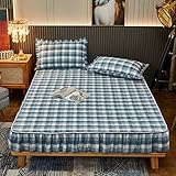 YFGY BettwäSche Einzelbett 180x220cm,Washed Cotton Side Steppbettlaken, Tagesdecke Dicker Matratzenbezug Für Schlafzimmer Apartment Blau 1 Kingsize-Bett(en)