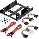 deleyCON Einbaurahmen Set für 2X 2,5' Festplatten SSD's auf 3,5' Adapter Wechselrahmen Halterung inkl. Schrauben 2 SATA Kabel & 2 Stromadap