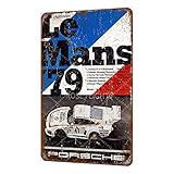 Rose Flight Porsche Le Mans '79 Vintage Metall Zinn Zeichen Shabby Chic Stil Metall Poster Wanddekoration 8x12 Z