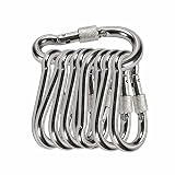 Lam 10 Stück Karabiner mit Schraubverschluss 100mm x 10 mm belastbar bis 230kg Karabiner Form Karabiner Set, Kletterkarabine für Camping, Angeln, Wandern oder R