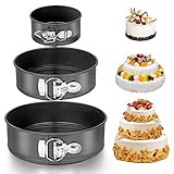homeasy Springform Set 3 Stück Kuchenform in 4'/ 7' /9' Runde Backform mit Antihafteigenschaften Ø11cm/ Ø18.6cm/ Ø23cm Cake Pans mit Abnehmbarer Flachb