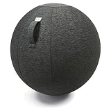 VLUV STOV Stoff-Sitzball, ergonomisches Sitzmöbel für Büro und Zuhause, Farbe: Anthrazit (dunkelgrau), Ø 70cm - 75cm, hochwertiger Möbelbezugsstoff, robust und formstabil, mit Trageg