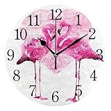 WowPrint Wanduhr mit Flamingo-Motiv, aus Acryl, rund, nicht tickend, dekoratives Kunstgemälde für Büro, Klassenzimmer, Zuhause, Schlafzimmer, Wohnzimmer, Badezimmer, Kü