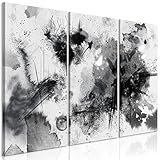 murando Akustikbild Abstrakt 135x90 cm Bilder Hochleistungsschallabsorber Schallschutz Leinwand Akustikdämmung 3 TLG Wandbild Raumakustik Schalldämmung Farbflecken weiß schwarz a-A-10009-b-b
