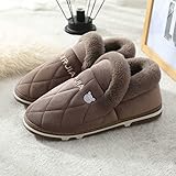 QAZW Herren Memory Foam Clog Hausschuhe Bequeme Handgemachte Stitch Slip-on Hausschuhe Mit Fußgewölbestütze Warme Kunstpelz Gefütterte Gummisohle Indoor Outdoor,B-42 EU