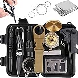 Retoo Survival Kit 10 in 1mit mit Messer, Kompass und Taktische Taschenlampe, Multifunktional und Professionelles Notfall-Überlebenskit, Außen Überlebenspaket, Outdoor Notfall Set, Survivalk