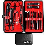 Wajade Maniküre-Set, 18-teilig, Nagelknipser, Nagelschere, professionelles Edelstahl-Pediküre-Werkzeug-Set für Damen, Herren, Mädchen, mit einem tragbaren Etui für Reisen und Z