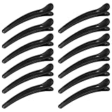 12 Stück Abteilklammern Friseur, Haarspangen Combi-Clip Haarclips, Plastik Haar Klammer Salon Clips, Lockenwickler Klammern Krokodilklemmen Haare EnteBill Haarspangen, Haarklammern Abteilen, Schw