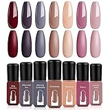 Modelones Gel Nagellack 7 Farben, Nude Braun Gel Nagellack Soak Off Gel Nägel Set mit Geschenkbox, Nail Art Nagel Design DIY at Home S