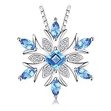 JewelryPalace Schneeflocke echten Schweizer Blau Topas Solid 925 Sterling Silber Anhänger Halsk