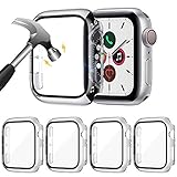 ZEBRE 4 Stück kompatibel mit Apple Watch 40 mm Hülle, mit eingebautem HD klar, ultradünn, harter PC Displayschutzfolie, kompatibel mit Apple Watch Series 4/5/6/SE