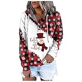 TTWOMEN Weihnachten Damen Winter Warm Pullover Tops Mode Print Rundhalsausschnitt Langarm Loose Fit Kapuzenp