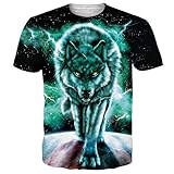 Goodstoworld 3D Wolf Tshirt Herren Unisex Grafik Muster Printed Sommer Bunte Kurzarm Rundhals T-Shirt Tee Tshirt Grün XL