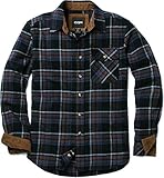 CQR Herren Langarm Flanell bequemes Button-up Baumwollhemd, Hof110 1pack - Coal Miner, S