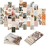 50 Stück Boho-ästhetische Bilder, Wandcollage, Pfirsichblaugrün, Fotosammlung, Collage, Wohnheim-Dekoration für Mädchen, Teenager und Frauen, orange Boho-Wanddruck-Set, kleine Poster für Z