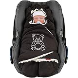 ByBoom Baby Winter-Einschlagdecke'Das Original mit dem Bären', Universal für Babyschale, Autositz, z.B. für Maxi-Cosi, Römer, für Kinderwagen, Buggy oder Babyb