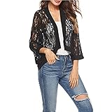 Generic Damen Strickjacke Bolero Kurzarm Spitze Jäckchen Häkeln Tüll Schulterjacke Elegant Festlich Kurz Cardigan Zum Festlich Hochzeit Abendkleid Partyk