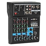 Rayocon Professioneller 4-Kanal-Mixer, Audio-Mixing, DJ-Konsole mit Reverb-Effekt für Zuhause, Karaoke USB Live Stage KTV