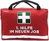 Dakita 1. Hilfe Tasche zum Abschied von Kollegen - 28x18x8cm groß | Lustiges Geschenk zum Abschied von Kollegin zum Jobwechsel | Ideales Abschiedsgeschenk für Arbeitskollegen (Ohne Inhalt, rot)