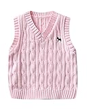 Fotang Kinder Mädchen Jungen Pullunder Winter Warm Gestrickte Weste V-Ausschnitt Ärmellos Strickp