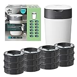 Tommee Tippee Twist and Click Advanced Windeleimer Starter Set, Umweltfreundliches System mit 12x Nachfüllkassetten mit nachhaltig gewonnener antibakterieller Grünfolie, Weiß